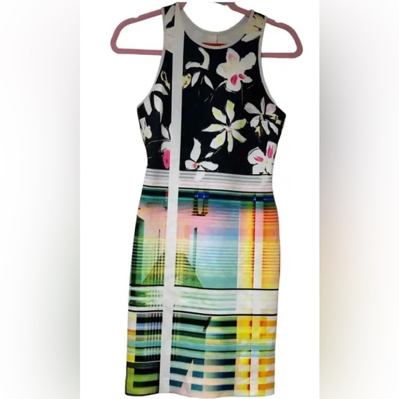 Clover Canyon Scuba Geometric Floral Midi Sheath dress M - Picture 1 of 7